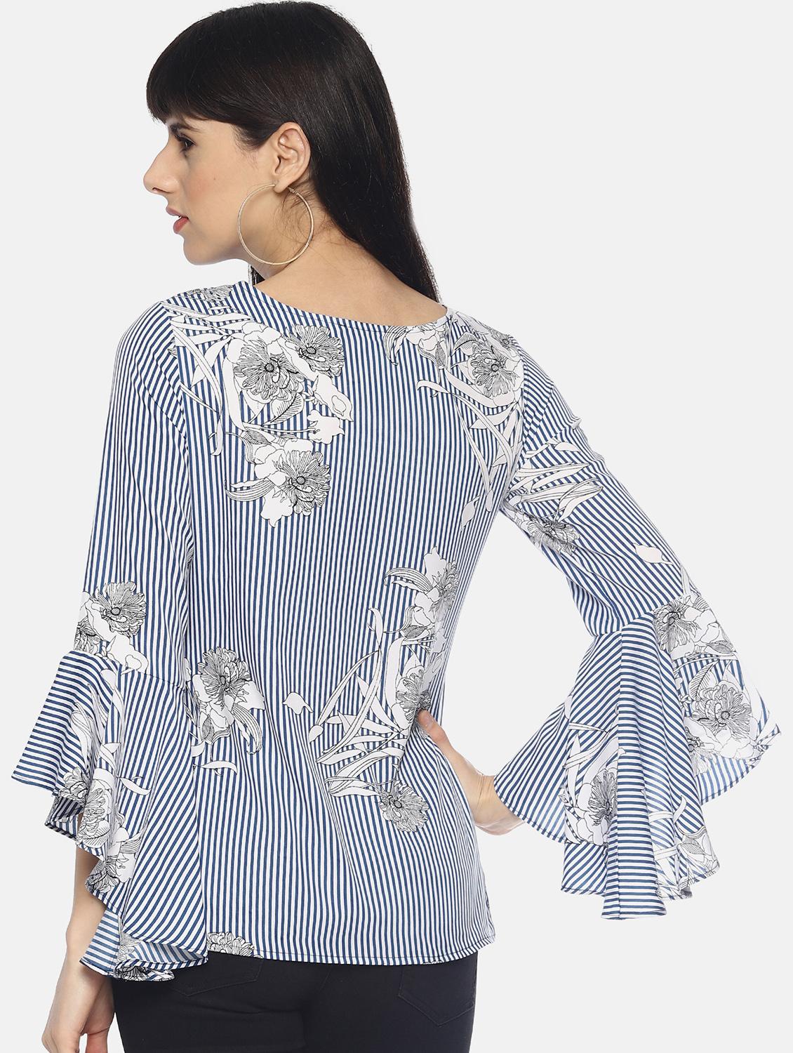 boat neck bell sleeved top - 16603796 - Zoom Image - 3