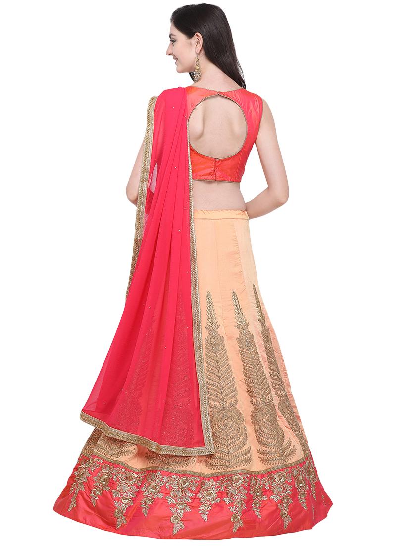 embroidered contrast lehenga - 16603800 - Zoom Image - 3