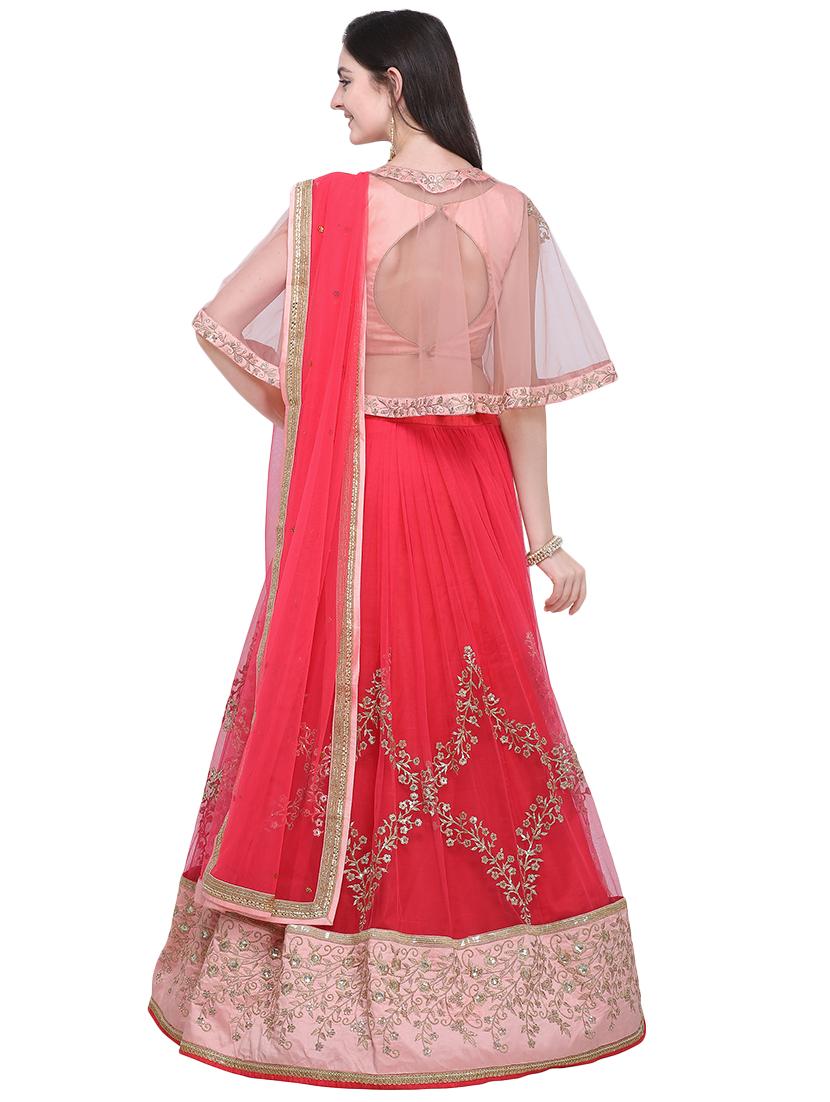cape embroidered contrast lehenga - 16603806 - Zoom Image - 3