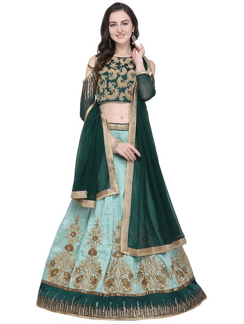 embroidered contrast lehenga - 16603807 - Standard Image - 1