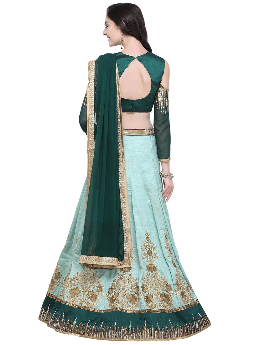 embroidered contrast lehenga - 16603807 - Zoom Image - 3