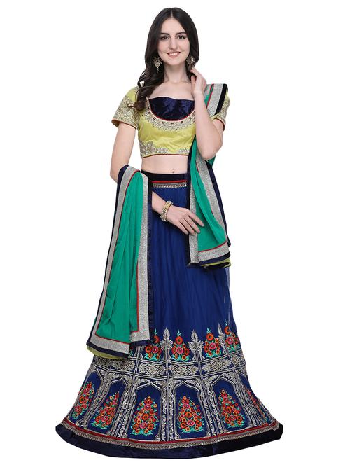 embroidered contrast lehenga - 16603809 - Standard Image - 1
