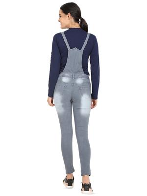 criss cross detail stone washed dungaree - 16604277 - Standard Image - 3
