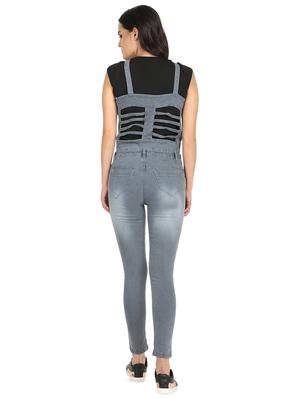 cut out detail stone washed dungaree - 16604281 - Standard Image - 3