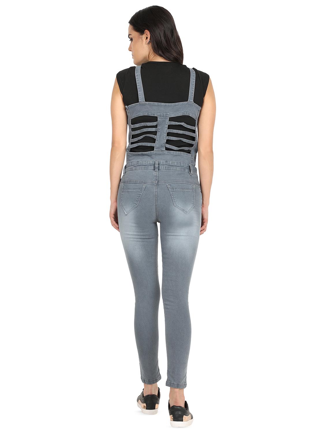 cut out detail stone washed dungaree - 16604281 - Zoom Image - 3
