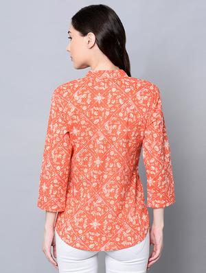 mandarin neck floral shirt - 16604444 - Standard Image - 3