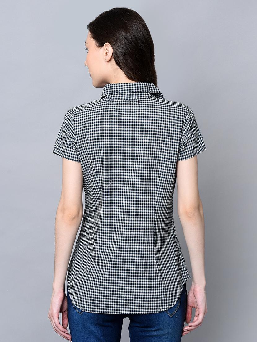 curved hem gingham checkered shirt - 16604445 - Zoom Image - 3