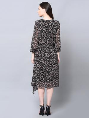 v-neck floral a-line dress - 16604596 - Standard Image - 3