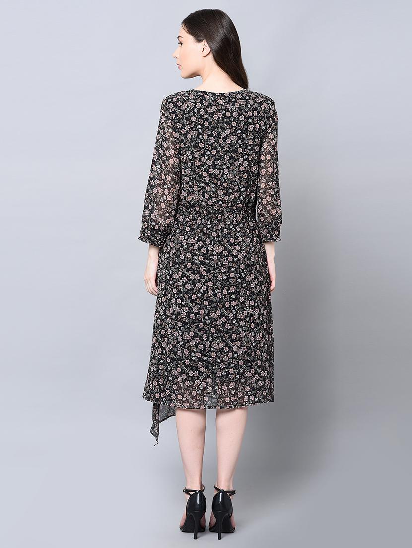 v-neck floral a-line dress - 16604596 - Zoom Image - 3