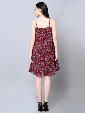 cami neck ruffled neck a-line dress - 16604629 - Standard Image - 3