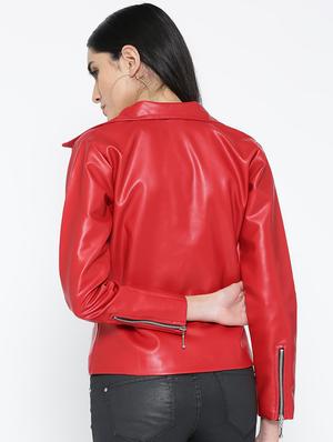 long sleeved leather jacket - 16605059 - Standard Image - 3