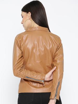 long sleeved leather jacket - 16605061 - Standard Image - 3
