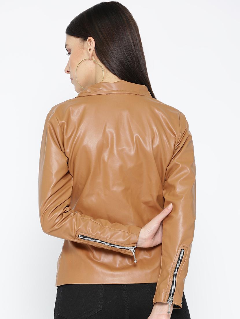 long sleeved leather jacket - 16605061 - Zoom Image - 3