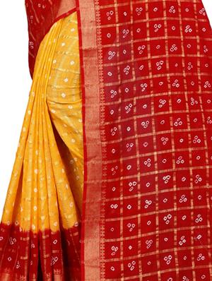 bandhani printed saree with blouse - 16605251 - Standard Image - 3