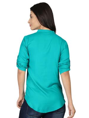 mandarin neck curved hem tunic - 16605440 - Standard Image - 3