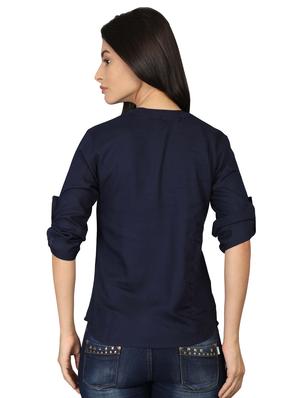 roll up sleeved mandarin neck top - 16605444 - Standard Image - 3