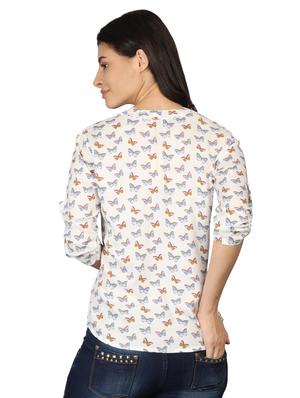 mandarin neck butterfly print top - 16605456 - Standard Image - 3