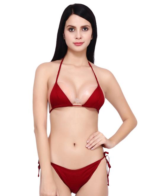 tie knot detail solid bikini - 16605690 - Standard Image - 1