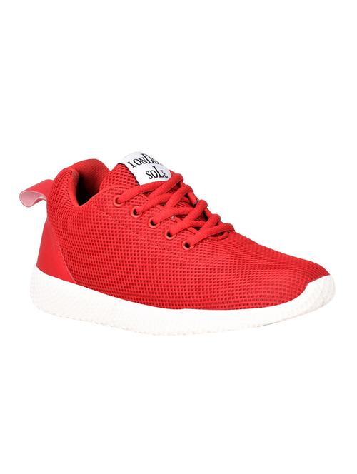 red mesh lace up sport shoes - 16605771 - Standard Image - 1