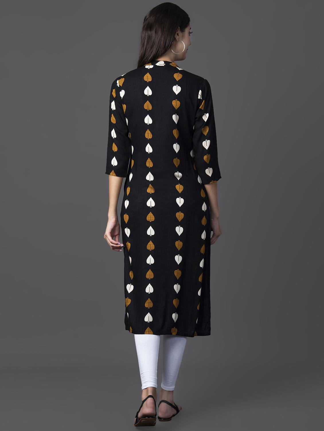 printed straight kurta - 16605789 - Zoom Image - 3