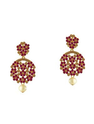 red metal drop earring maangtikka - 16605836 - Standard Image - 3