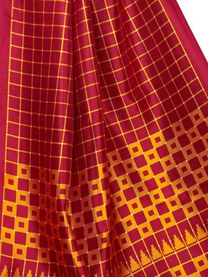 checkered printed saree with blouse - 16605857 - Standard Image - 3