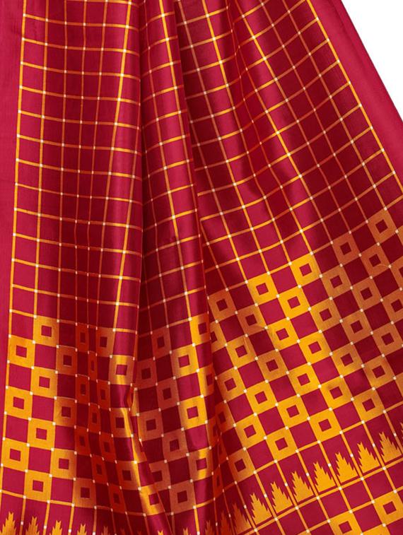 checkered printed saree with blouse - 16605857 - Zoom Image - 3