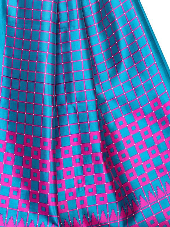 checkered printed saree with blouse - 16605860 - Zoom Image - 3
