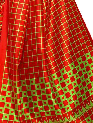 checkered printed saree with blouse - 16605861 - Standard Image - 3