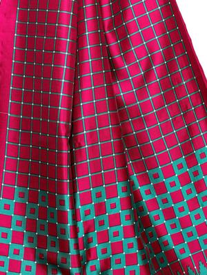 checkered printed saree with blouse - 16605862 - Standard Image - 3