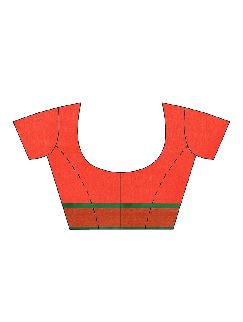 solid bordered saree with blouse - 16605957 - Zoom Image - 3