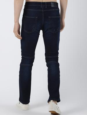 blue plain biker denim jeans - 16605996 - Standard Image - 3