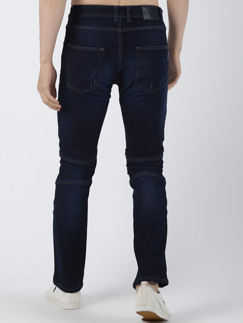 blue plain biker denim jeans - 16605996 - Zoom Image - 3