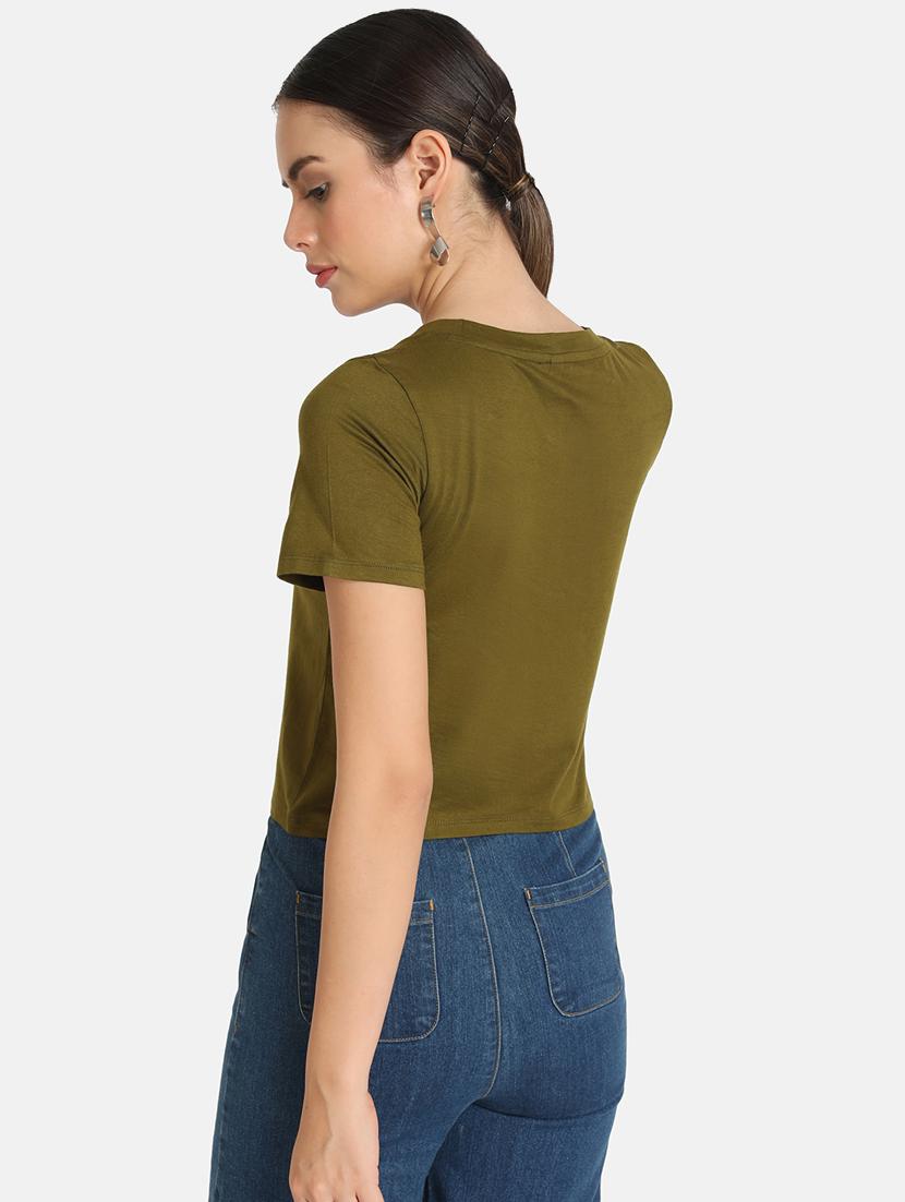 crew neck solid crop tee - 16606079 - Zoom Image - 3