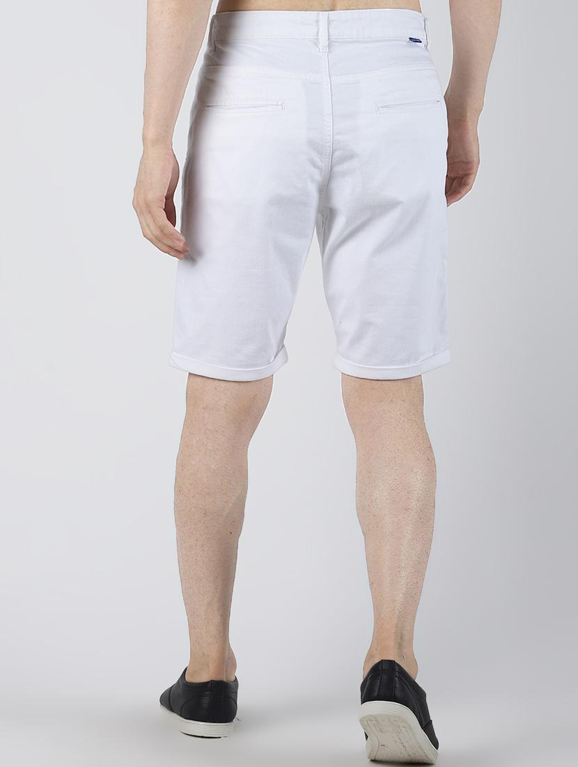white solid denim short - 16607931 - Zoom Image - 3