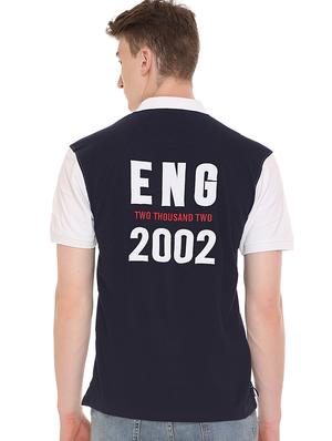 navy blue color block polo t-shirt - 16607937 - Standard Image - 3