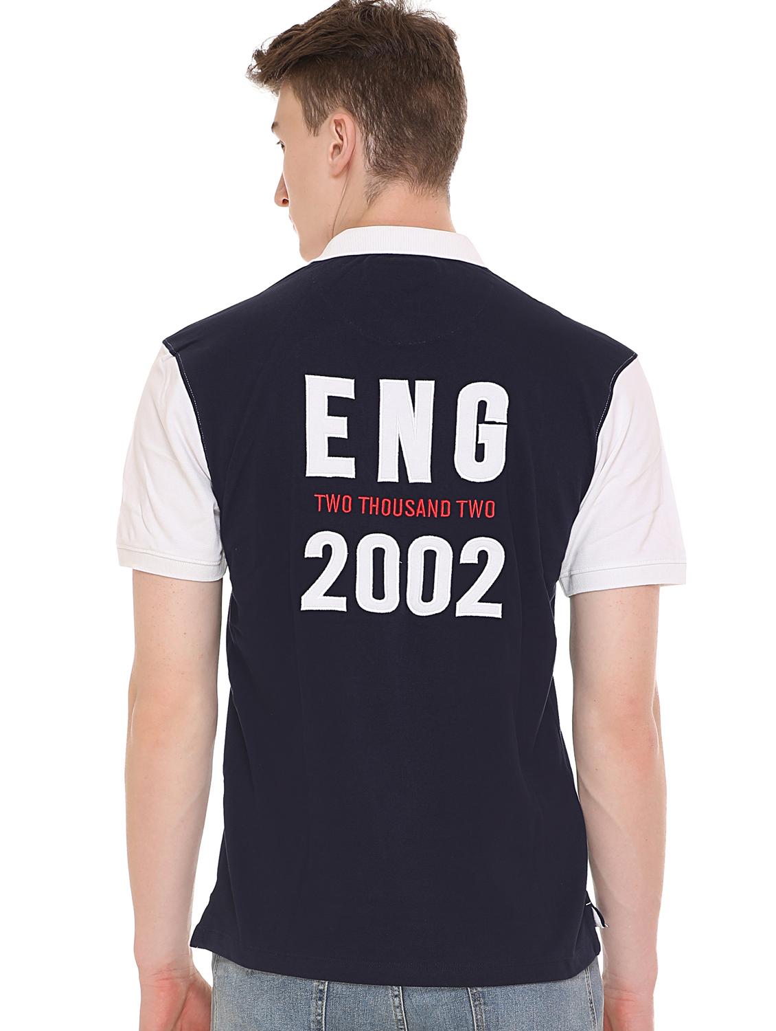 navy blue color block polo t-shirt - 16607937 - Zoom Image - 3