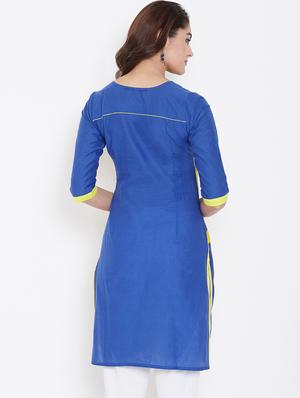printed straight kurta - 16608035 - Standard Image - 3
