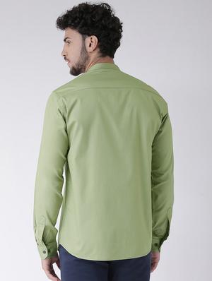 green solid casual shirt - 16608085 - Standard Image - 3