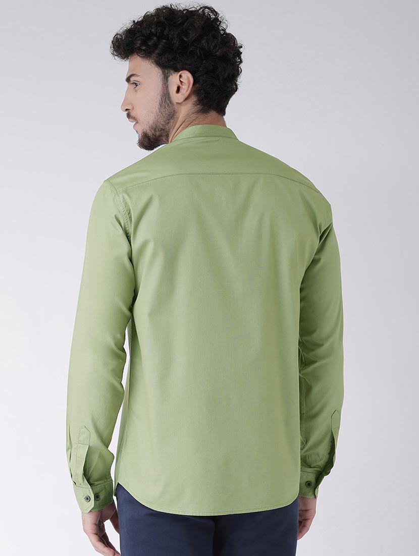 green solid casual shirt - 16608085 - Zoom Image - 3