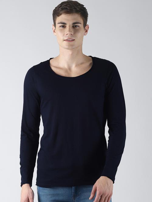 navy blue solid t-shirt - 16608353 - Standard Image - 1
