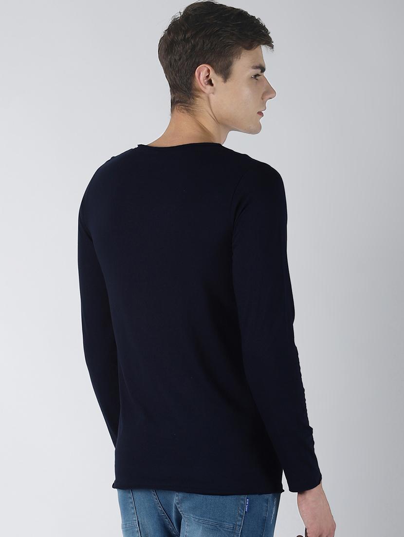 navy blue solid t-shirt - 16608353 - Zoom Image - 3