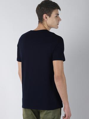 navy blue solid t-shirt - 16608354 - Standard Image - 3