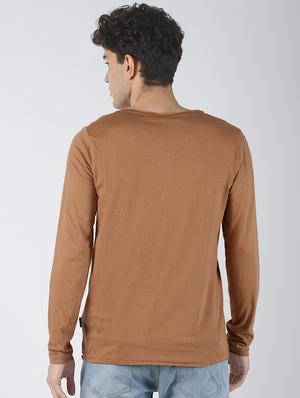 brown solid t-shirt - 16608365 - Standard Image - 3