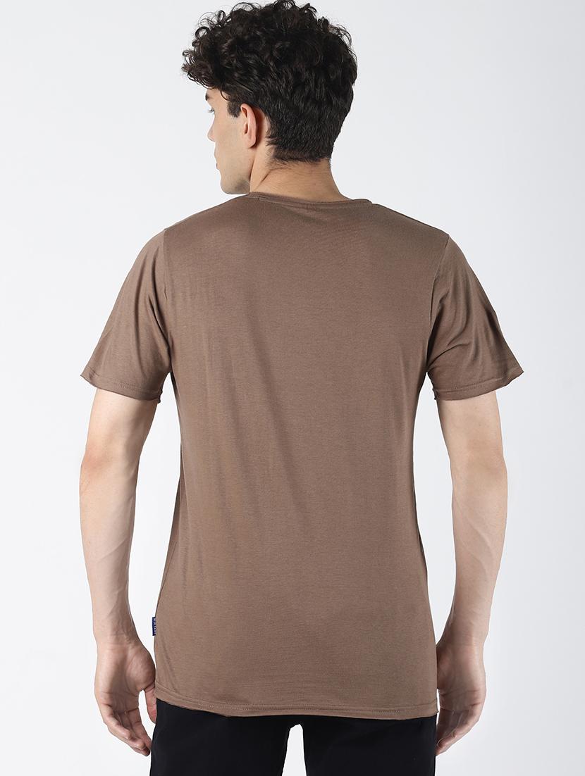 brown solid t-shirt - 16608370 - Zoom Image - 3