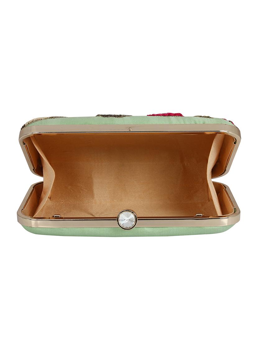 green faux silk box clutch - 16608493 - Zoom Image - 3
