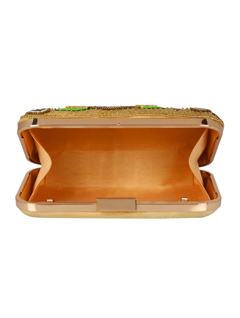 beige faux silk box clutch - 16608497 - Zoom Image - 3