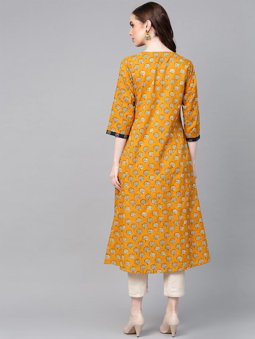 floral contrast yoke anarkali kurta - 16608516 - Zoom Image - 3