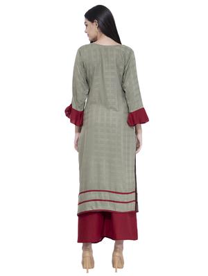 embellished kurta with palazzo set - 16608783 - Standard Image - 3