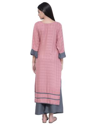 embellished kurta with palazzo set - 16608786 - Standard Image - 3